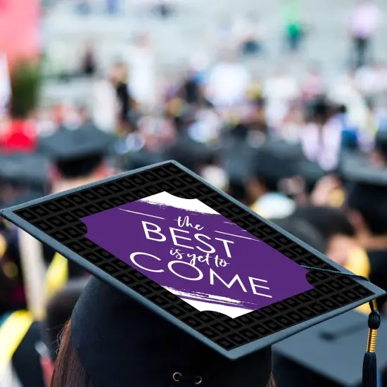 Big Dot of Happiness Purple Grad - Best is Yet to Come - Purple Graduation Cap Decorations Kit - Grad Cap Cover {4}
