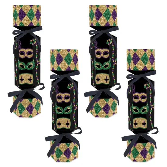 Big Dot of Happiness Mardi Gras - No Snap Masquerade Party Table Favors - DIY Cracker Boxes - Set of 12 {1}