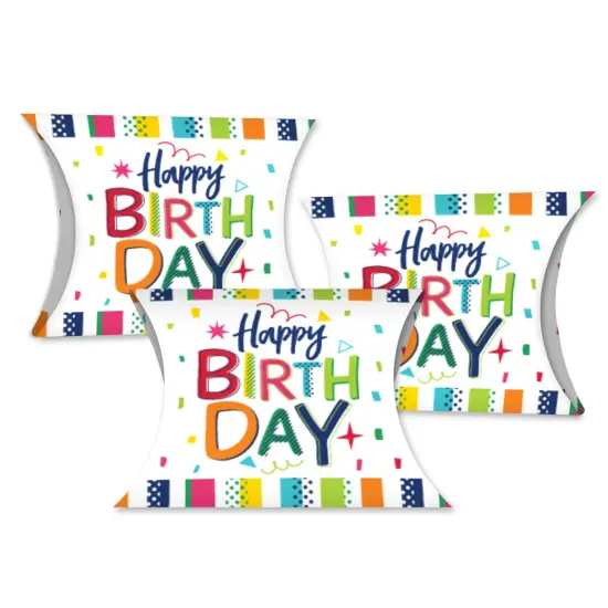 Big Dot of Happiness Cheerful Happy Birthday - Favor Gift Boxes - Colorful Birthday Party Petite Pillow Boxes - Set of 20 {1}