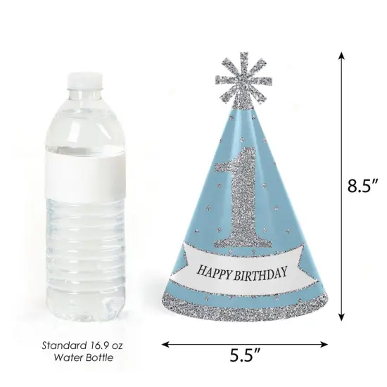 Big Dot of Happiness Onederland - Cone Winter Wonderland Happy Birthday Party Hats for Kids and Adults - Set of 8 (Standard Size) {4}