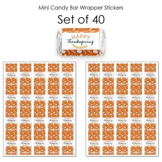 Big Dot of Happiness Happy Thanksgiving - Mini Candy Bar Wrapper Stickers - Fall Harvest Party Small Favors - 40 Count {4}