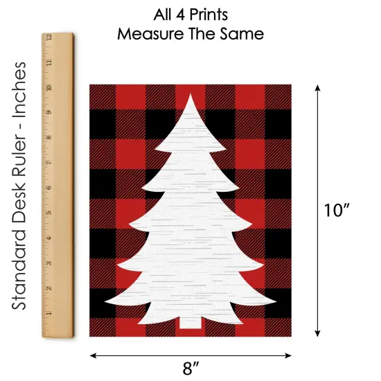 Big Dot of Happiness Holiday Plaid Trees - Unframed Buffalo Plaid Christmas Linen Paper Wall Art - Set of 4 - Artisms - 8 x 10 inches {7}