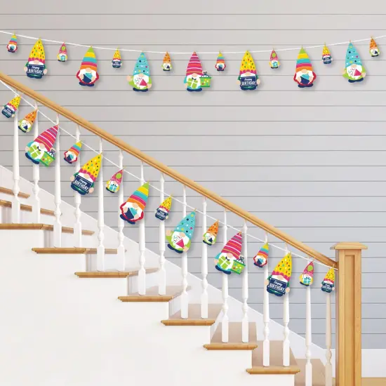 Big Dot of Happiness Gnome Birthday - Happy Birthday Party DIY Decorations - Clothespin Garland Banner - 44 Pieces {3}