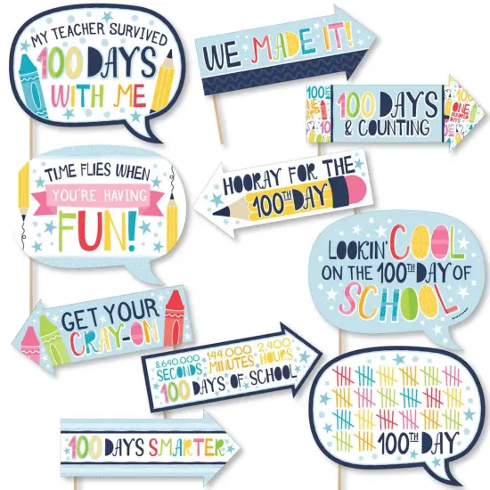 Big Dot of Happiness Funny Happy 100th Day of School - 100 Days Party Photo Booth Props Kit - 10 Piece {1}
