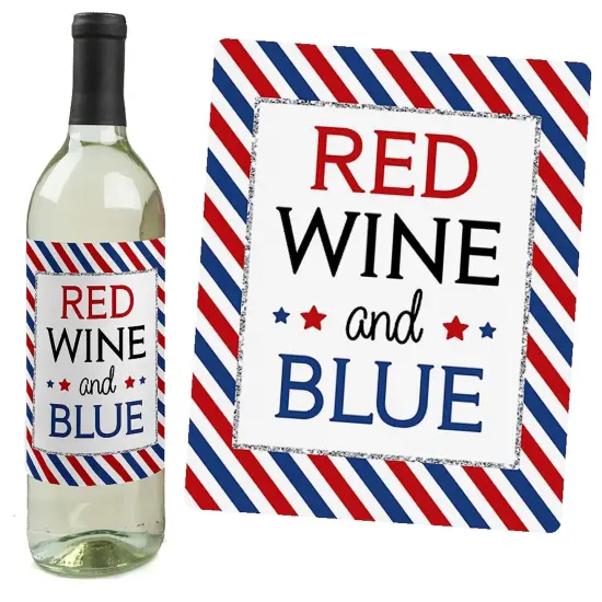 Big Dot of Happiness 4th of July - Independence Day Decorations for Women and Men - Wine Bottle Label Stickers - Set of 4 {7}