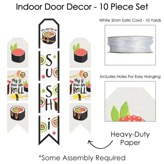 Big Dot of Happiness Let's Roll - Sushi - Hanging Vertical Paper Door Banners - Japanese Party Wall Decoration Kit - Indoor Door Decor {6}