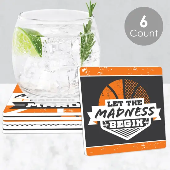 Big Dot of Happiness Basketball - Let the Madness Begin - Funny College Basketball Party Decorations - Drink Coasters - Set of 6 {3}