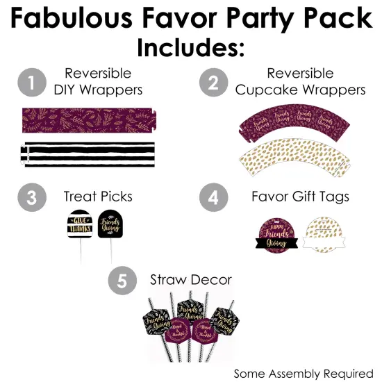 Big Dot of Happiness Elegant Thankful for Friends - Friendsgiving Thanksgiving Party Favors and Cupcake Kit - Fabulous Favor Party Pack - 100 Pieces {3}