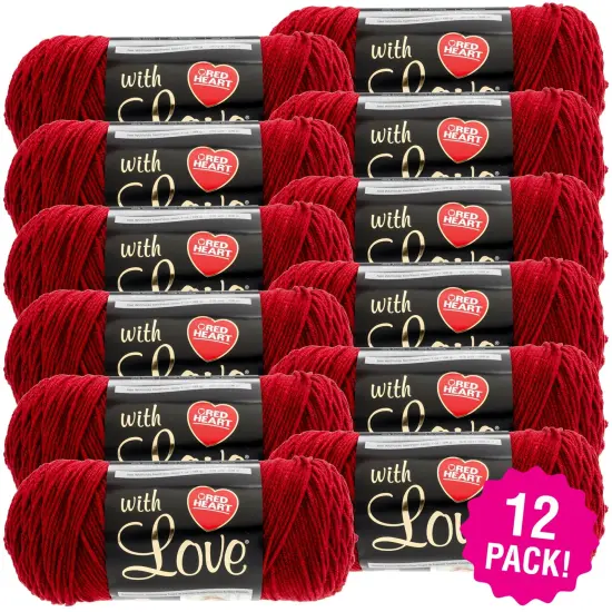 Multipack of 12 - Red Heart With Love Yarn-Berry Red {1}