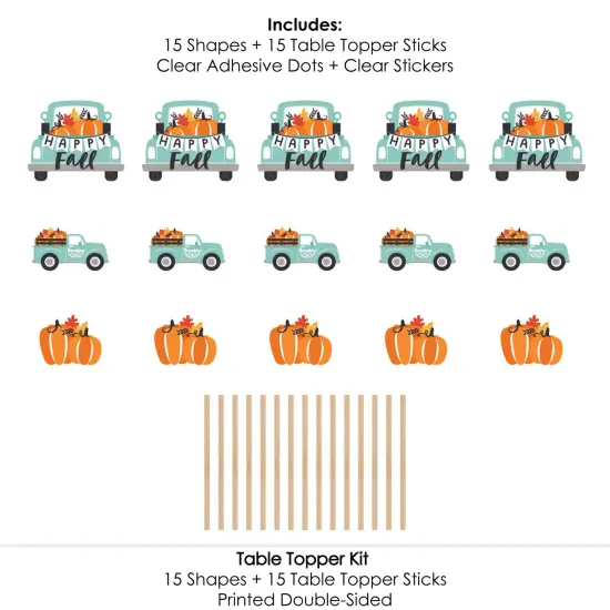 Big Dot of Happiness Happy Fall Truck - Harvest Pumpkin Party Centerpiece Sticks - Table Toppers - Set of 15 {7}