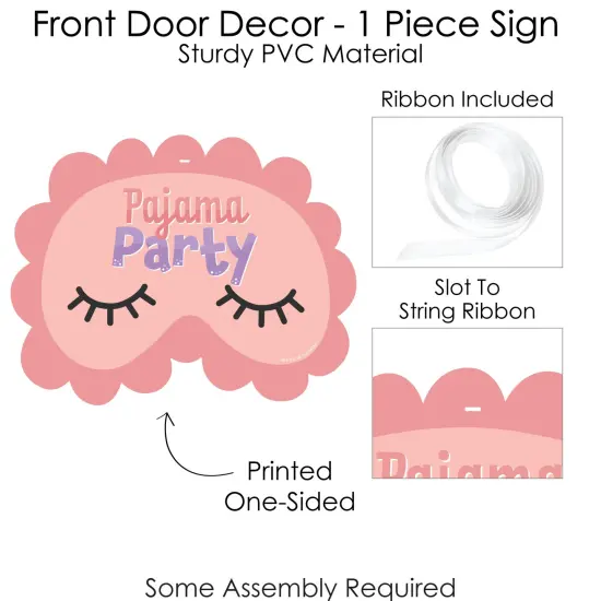 Big Dot of Happiness Pajama Slumber Party - Hanging Porch Girls Sleepover Birthday Party Outdoor Decorations - Front Door Decor - 1 Piece Sign {6}