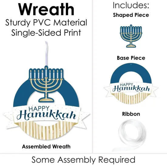 Big Dot of Happiness Happy Hanukkah - Outdoor Chanukah Holiday Party Decor - Front Door Wreath {4}