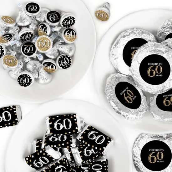 Big Dot of Happiness Adult 60th Birthday - Gold - Birthday Party Candy Favor Sticker Kit - 304 Pieces {1}