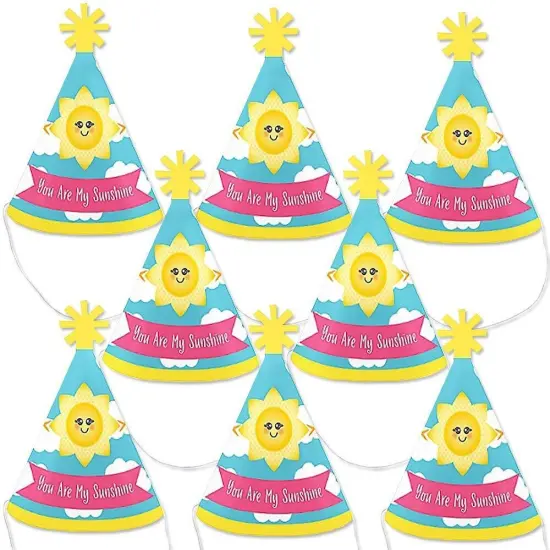 Big Dot of Happiness You Are My Sunshine - Mini Cone Baby Shower or Birthday Party Hats - Small Little Party Hats - Set of 8 {1}
