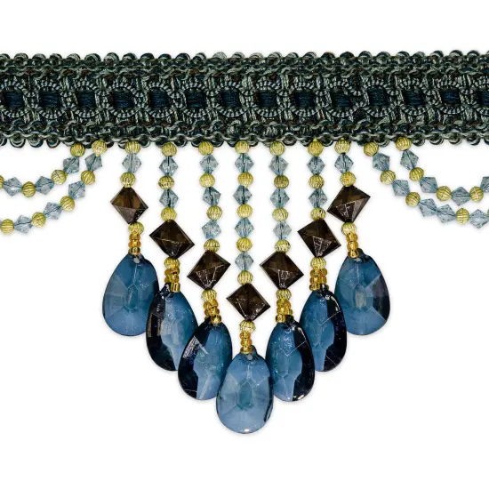 10 yards of Isabella Scalloped Bead Fringe Trim | 10 yard cut Denim {1}