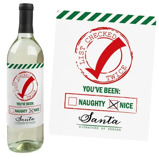Big Dot of Happiness Santa's Special Delivery - From Santa Claus Christmas Decorations for Women and Men - Wine Bottle Label Stickers - Set of 4 {3}