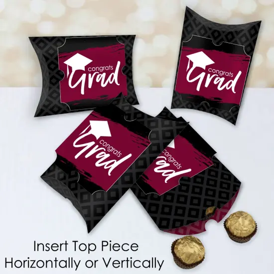 Big Dot of Happiness Maroon Grad - Best is Yet to Come - Favor Gift Boxes - Burgundy Graduation Party Large Pillow Boxes - Set of 12 {4}