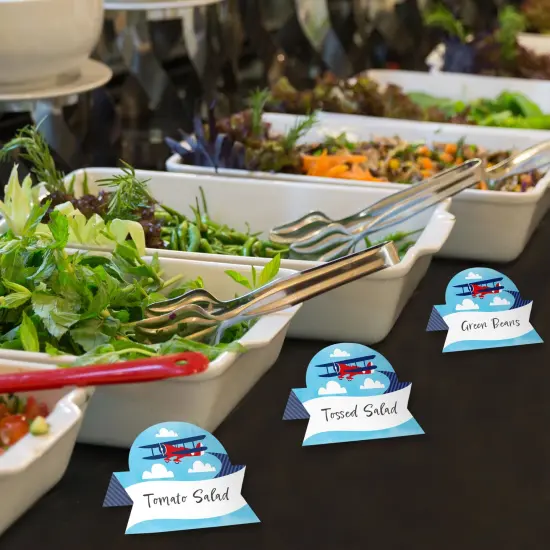 Big Dot of Happiness Taking Flight - Airplane - Vintage Plane Baby Shower or Birthday Party Tent Buffet Card - Table Setting Name Place Cards - 24 Ct {4}