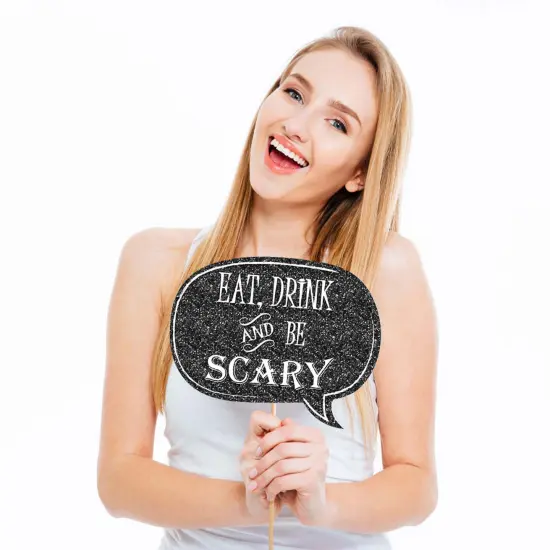 Big Dot of Happiness Spooktacular - Eat, Drink and Be Scary Halloween Party Photo Booth Props Kit - 20 Count {4}