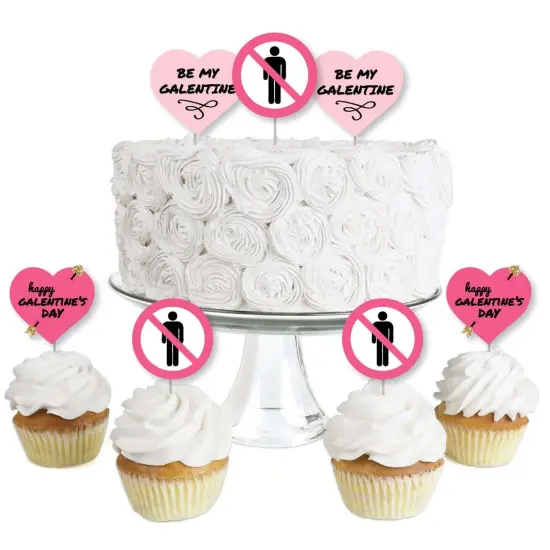 Big Dot of Happiness Be My Galentine - Dessert Cupcake Toppers - Galentine's and Valentine's Day Party Clear Treat Picks - Set of 24 {1}