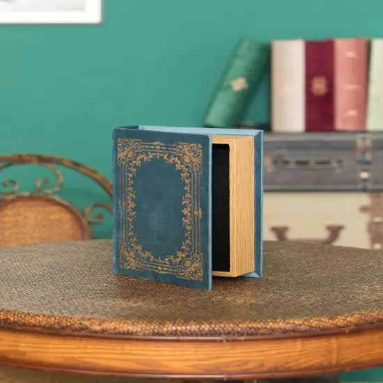 Decorative Vintage Book Shaped Trinket Storage Box Blue {2}