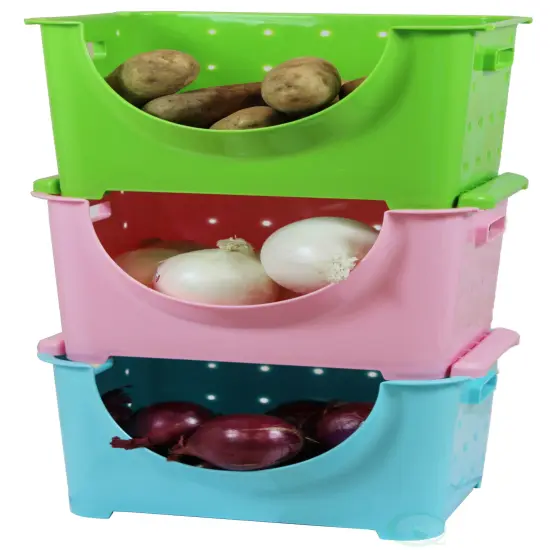 Stackable Plastic Storage Container Set of 3 {7}