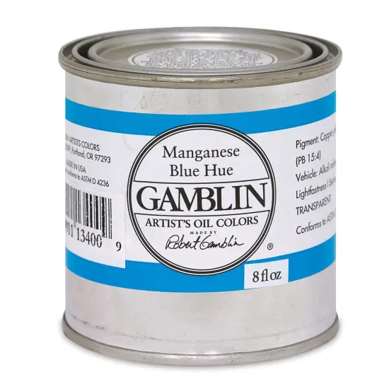 Gamblin Artist's Oil Color - Manganese Blue Hue, 8 oz Can {1}