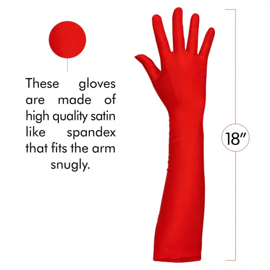Red Satin Opera Gloves - Roaring 20's Fancy Flapper Elbow Gloves - 1 Pair {5}