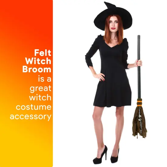 Witch Broomstick Costume Accessories - Realistic Wizard Flying Felt Broom Stick Costumes Accessory for All Children {2}