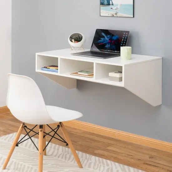 Wall Mounted Office Computer Desk White {2}