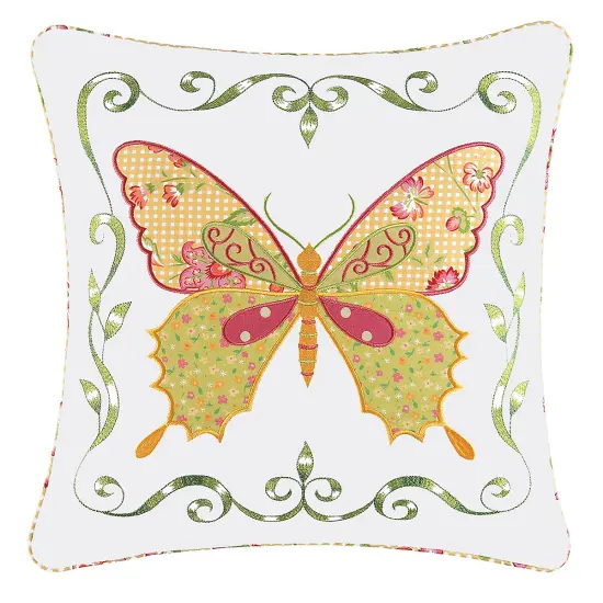 Pink Butterfly Applique Throw Pillow, 18" x 18" {1}