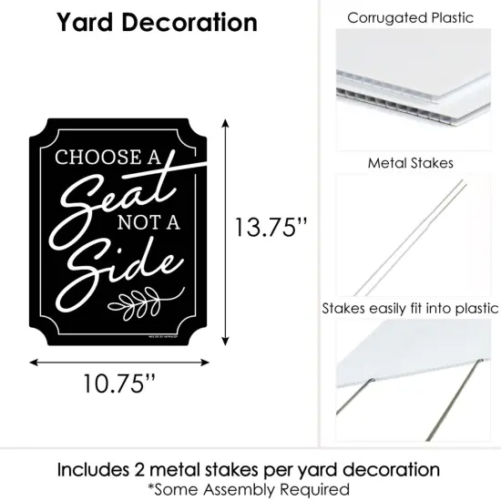 Big Dot of Happiness Black Choose a Seat, Not a Side - Outdoor Lawn Sign - Wedding Ceremony Seating Yard Sign - 1 Piece {6}