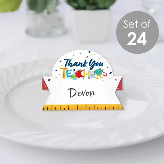 Big Dot of Happiness Thank You Teachers - Teacher Appreciation Tent Buffet Card - Table Setting Name Place Cards - Set of 24 {3}