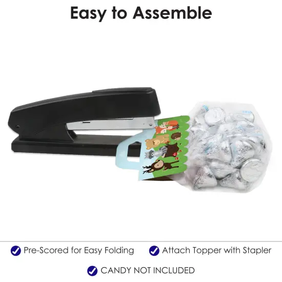 Big Dot of Happiness Woodland Creatures DIY Baby Shower or Birthday Party Clear Goodie Favor Bag Labels Candy Bags with Toppers Set of 24 {6}