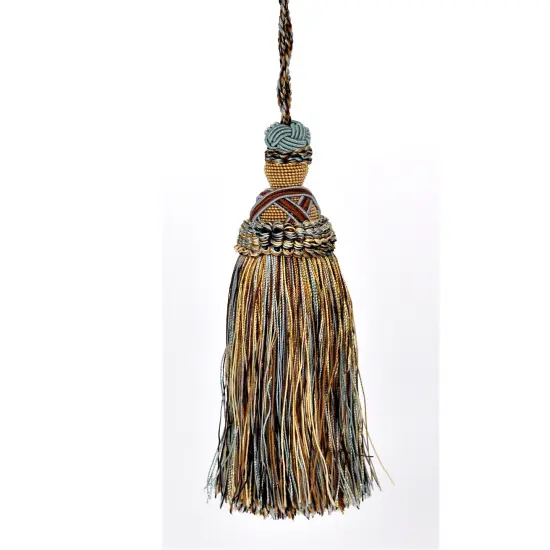 Belagio Tassel, 7&rdquo; Length with 5.5&rdquo; Cord, Milante Collection, Silver/Brown {1}