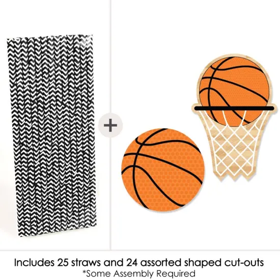 Big Dot of Happiness Nothin' but Net - Basketball Paper Straw Decor - Baby Shower or Birthday Party Decorative Straws - Set of 24 {4}