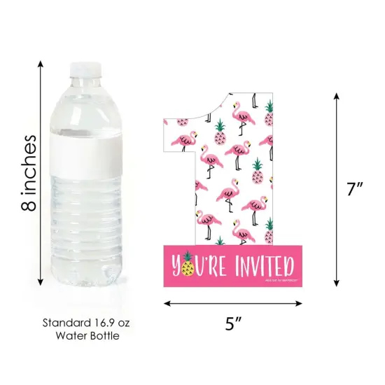 Big Dot of Happiness 1st Birthday Pink Flamingo - Pineapple - Shaped Fill-in Invites - First Birthday Party Invite Cards with Envelopes - Set of 12 {6}