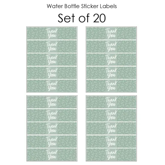 Big Dot of Happiness Sage Green Elegantly Simple - Guest Party Favors Water Bottle Sticker Labels - Set of 20 {4}