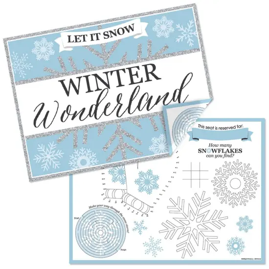 Big Dot of Happiness Winter Wonderland - Paper Snowflake Holiday Party and Winter Wedding Coloring Sheets - Activity Placemats - Set of 16 {1}
