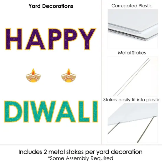 Big Dot of Happiness Happy Diwali - Yard Sign Outdoor Lawn Decorations - Festival of Lights Party Yard Signs - Happy Diwali {6}