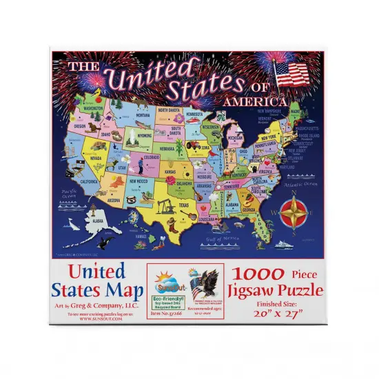 Sunsout United States Map 1000 pc Fourth of July Jigsaw Puzzle 37266 {4}