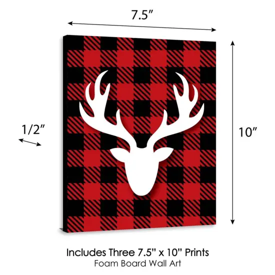Big Dot of Happiness Prancing Plaid - Reindeer Wall Art and Buffalo Plaid Christmas Decor - 7.5 x 10 - Set of 3 Prints {6}