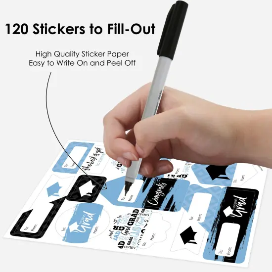 Big Dot of Happiness Light Blue Grad Best is Yet to Come Assorted Graduation Party Gift Tag Labels To & From Stickers 12 Sheets 120 Stickers {4}