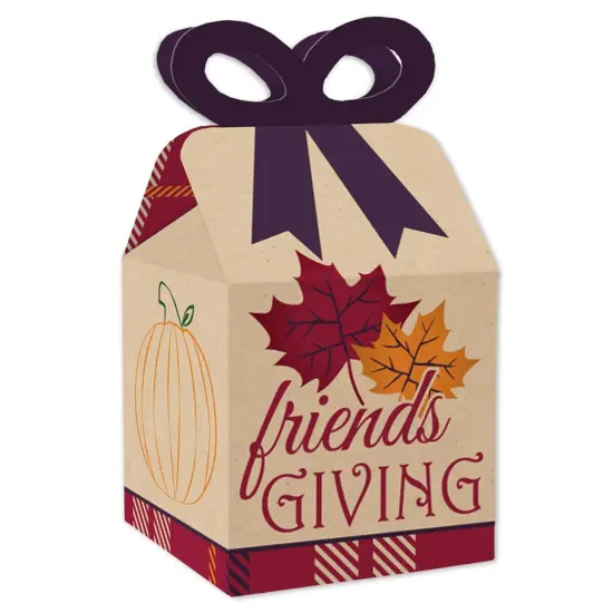 Big Dot of Happiness Friends Thanksgiving Feast - Square Favor Gift Boxes - Friendsgiving Party Bow Boxes - Set of 12 {1}