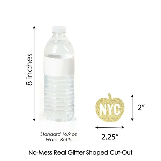 Big Dot of Happiness Gold Glitter NYC Apple - No-Mess Real Gold Glitter Cut-Outs - New York City Party Confetti - Set of 24 {4}