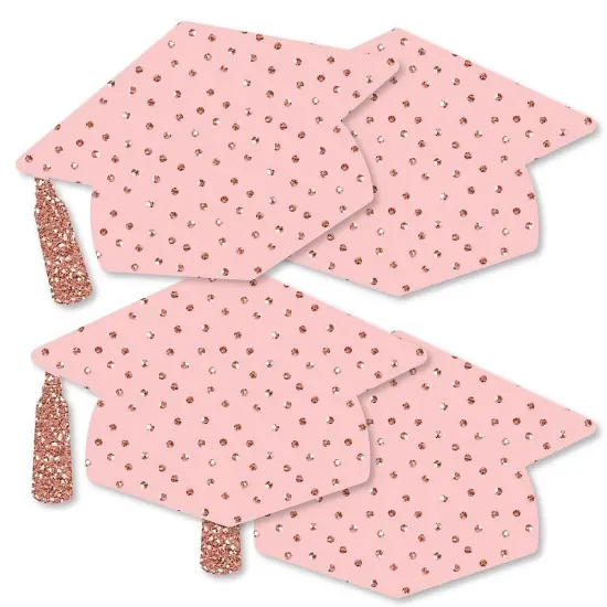 Big Dot of Happiness Rose Gold Grad - Grad Cap Decorations DIY Graduation Party Essentials - Set of 20 {1}