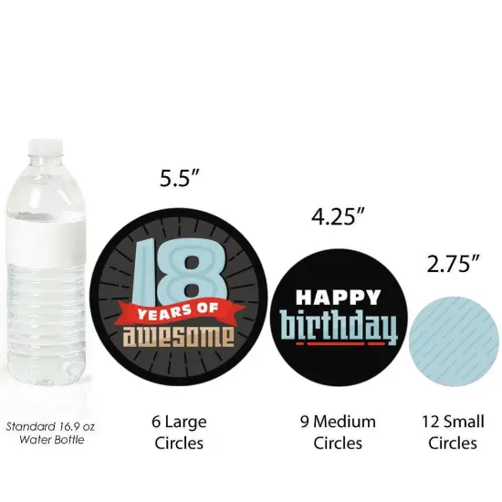 Big Dot of Happiness Boy 18th Birthday - Eighteenth Birthday Party Giant Circle Confetti - Party Decorations - Large Confetti 27 Count {4}