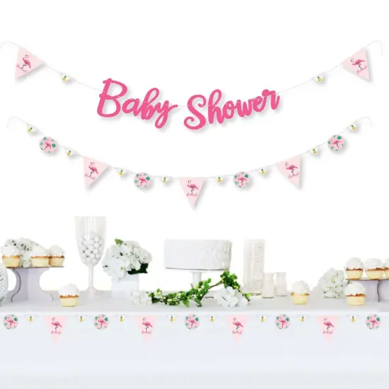 Big Dot of Happiness Pink Flamingo - Party Like a Pineapple - Baby Shower Letter Banner Decoration - 36 Banner Cutouts and Baby Shower Banner Letters {3}