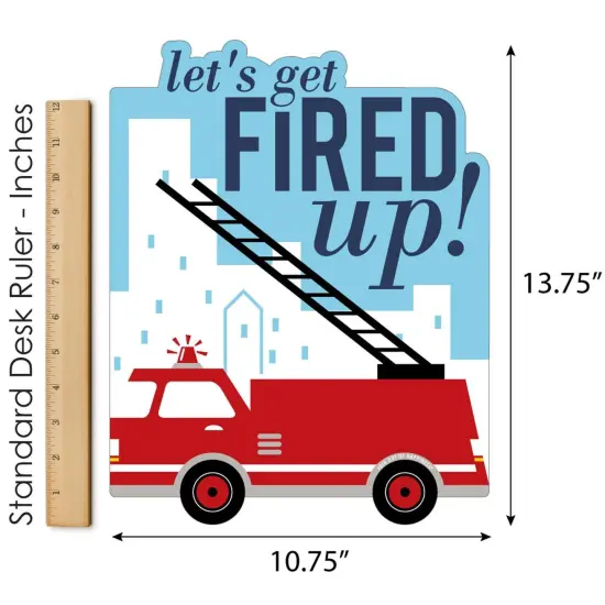Big Dot of Happiness Fired Up Fire Truck - Outdoor Lawn Sign - Firefighter Firetruck Baby Shower or Birthday Party Yard Sign - 1 Piece {6}
