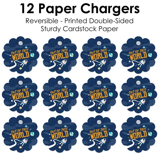 Big Dot of Happiness Blast Off to Outer Space Rocket Ship Baby Shower or Birthday Party Round Table Decorations - Paper Chargers Place Setting For 12 {7}